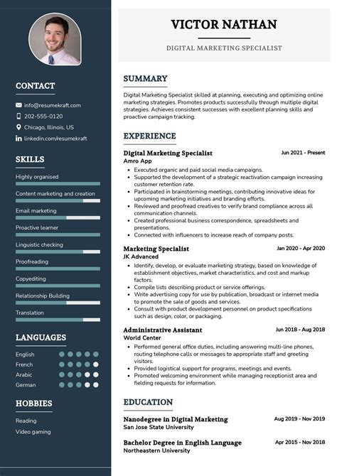 Sample resume online marketing